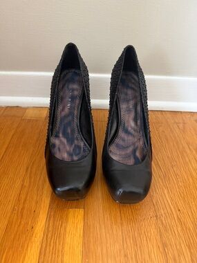 Gianni Bini Black Beaded Round-Toe Pumps